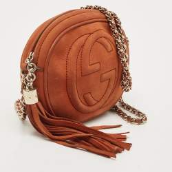 Pre Owned Gucci Brown Nubuck Mini Soho Disco Chain Crossbody Bag