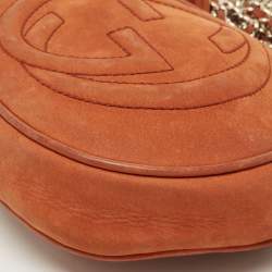 Pre Owned Gucci Brown Nubuck Mini Soho Disco Chain Crossbody Bag