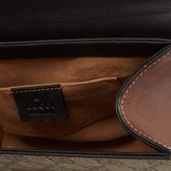 Pre Owned Gucci Black/Beige GG Supreme Canvas and Leather Small Padlock Shoulder Bag