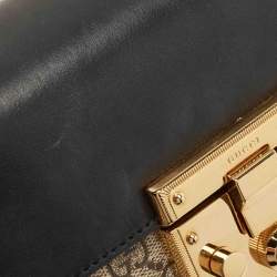 Pre Owned Gucci Black/Beige GG Supreme Canvas and Leather Small Padlock Shoulder Bag