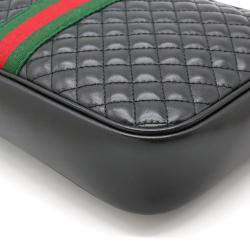 Pre Owned Gucci Black Leather Trapuntata Quilted Camera Bag