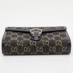 Gucci Black GG Denim Mini Dionysus Chain Shoulder Bag
