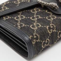 Gucci Black GG Denim Mini Dionysus Chain Shoulder Bag