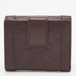 Pre Owned Gucci Brown Guccissima Leather French Wallet