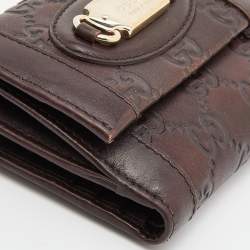 Pre Owned Gucci Brown Guccissima Leather French Wallet