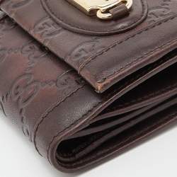 Pre Owned Gucci Brown Guccissima Leather French Wallet