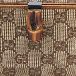 Gucci Beige/Tan GG Canvas and Leather Bamboo Compact Wallet