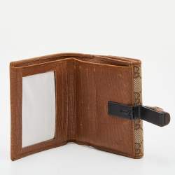 Gucci Beige/Tan GG Canvas and Leather Bamboo Compact Wallet