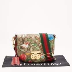 Pre Owned Gucci Multicolor GG Supreme Canvas Tian Padlock Messenger Bag