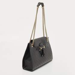 مملوكة مسبقًا Gucci Black Guccissima Leather Large Emily Chain Shoulder Bag