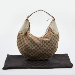 مملوكة مسبقًا Gucci Beige/Off White GG Canvas and Leather Glam Hobo