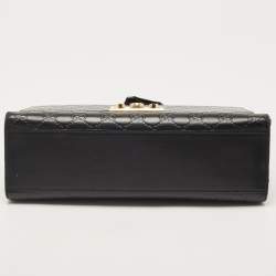 Pre Owned Gucci Black Guccissima Leather Medium Padlock Shoulder Bag