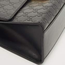 Pre Owned Gucci Black Guccissima Leather Medium Padlock Shoulder Bag