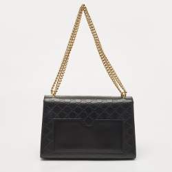 Pre Owned Gucci Black Guccissima Leather Medium Padlock Shoulder Bag