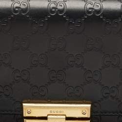 Pre Owned Gucci Black Guccissima Leather Medium Padlock Shoulder Bag