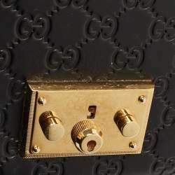 Pre Owned Gucci Black Guccissima Leather Medium Padlock Shoulder Bag