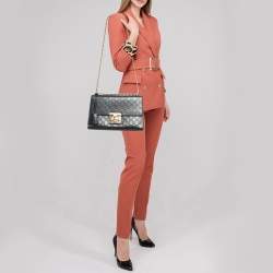 Pre Owned Gucci Black Guccissima Leather Medium Padlock Shoulder Bag