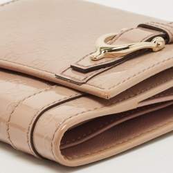 Gucci Beige Microguccissima Patent Leather Buckle French Wallet