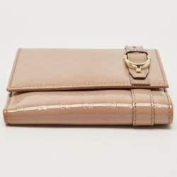 Gucci Beige Microguccissima Patent Leather Buckle French Wallet