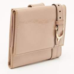 Gucci Beige Microguccissima Patent Leather Buckle French Wallet