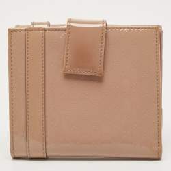 Gucci Beige Microguccissima Patent Leather Buckle French Wallet