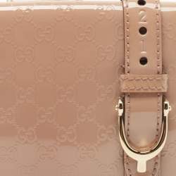 Gucci Beige Microguccissima Patent Leather Buckle French Wallet