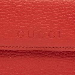 Gucci Coral Orange Leather Zip Around Continental Wallet