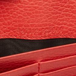 Gucci Coral Orange Leather Zip Around Continental Wallet