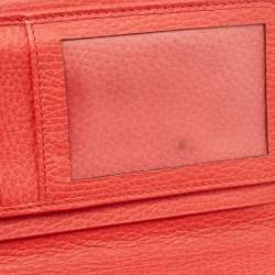 Gucci Coral Orange Leather Zip Around Continental Wallet