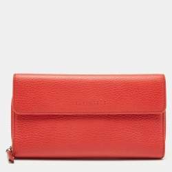 Gucci Coral Orange Leather Zip Around Continental Wallet