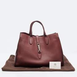 Pre Owned Gucci Burgundy Leather Jackie Tote