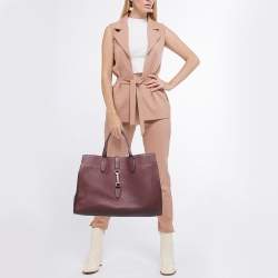 Pre Owned Gucci Burgundy Leather Jackie Tote