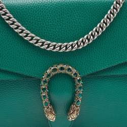 Pre Owned Gucci Green Leather Medium Dionysus Shoulder Bag