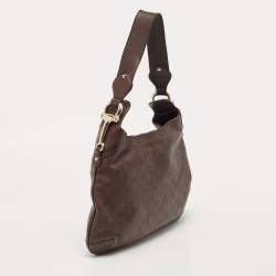 مملوكة مسبقًا Gucci Dark Brown Guccissima Leather Horsebit Creole Hobo