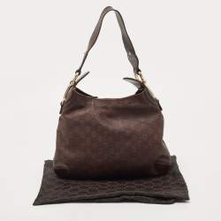مملوكة مسبقًا Gucci Dark Brown Guccissima Leather Horsebit Creole Hobo