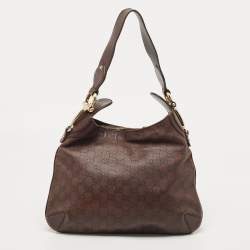 مملوكة مسبقًا Gucci Dark Brown Guccissima Leather Horsebit Creole Hobo