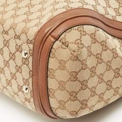 Pre Owned Gucci Brown/Beige GG Canvas and Leather Medium Bella Hobo