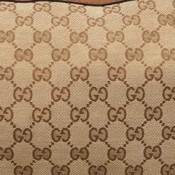 Pre Owned Gucci Brown/Beige GG Canvas and Leather Medium Bella Hobo