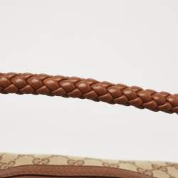 Pre Owned Gucci Brown/Beige GG Canvas and Leather Medium Bella Hobo