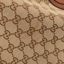 Pre Owned Gucci Brown/Beige GG Canvas and Leather Medium Bella Hobo