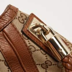 Pre Owned Gucci Brown/Beige GG Canvas and Leather Medium Bella Hobo