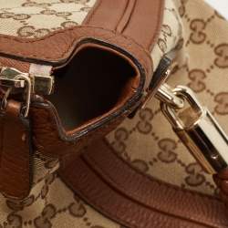 Pre Owned Gucci Brown/Beige GG Canvas and Leather Medium Bella Hobo