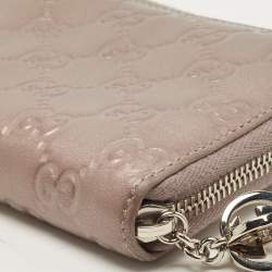 Gucci Metallic Lilac Guccissima Leather Zip Around Wallet