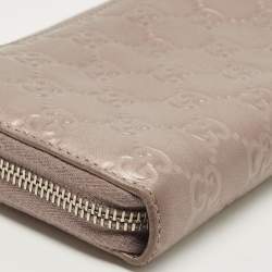 Gucci Metallic Lilac Guccissima Leather Zip Around Wallet