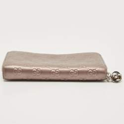 Gucci Metallic Lilac Guccissima Leather Zip Around Wallet