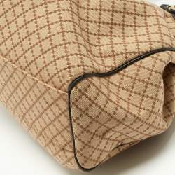 Pre Owned Gucci Beige/Black Diamante Canvas and Leather Medium Sukey Tote