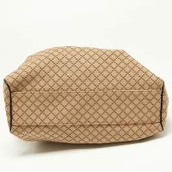 Pre Owned Gucci Beige/Black Diamante Canvas and Leather Medium Sukey Tote