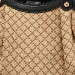 Pre Owned Gucci Beige/Black Diamante Canvas and Leather Medium Sukey Tote