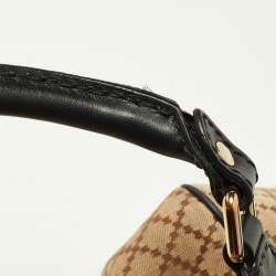 Pre Owned Gucci Beige/Black Diamante Canvas and Leather Medium Sukey Tote