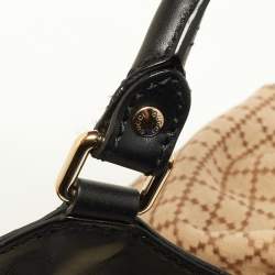 Pre Owned Gucci Beige/Black Diamante Canvas and Leather Medium Sukey Tote